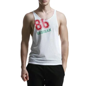 SEOBEAN Mens Mesh Breathable Printed Casual Vest Fitness Jogging Sport Tank Tops