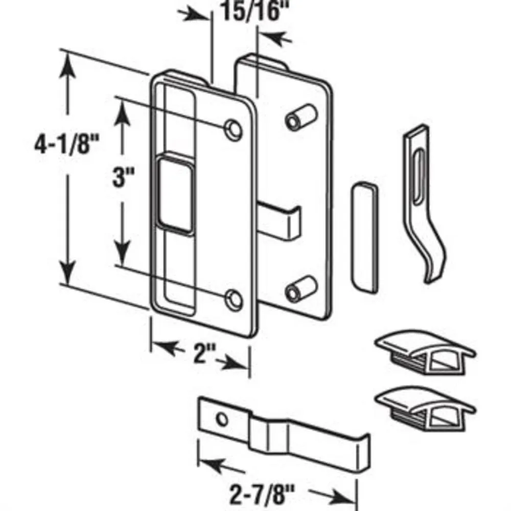 Sliding Screen Door Latch and Pull with 3" Screw Holes for 1/2" Thick Columbia Series 4000 Doors