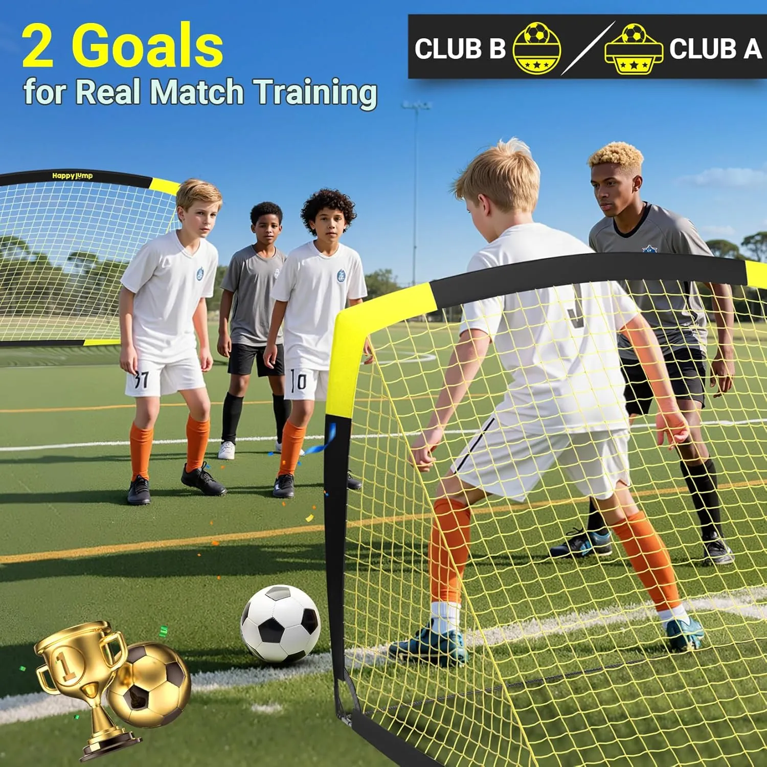 Soccer Goal Pop Up Foldable Soccer Net for Backyard 7x5FT,5x3.6FT,4x3FT,3x2.2FT