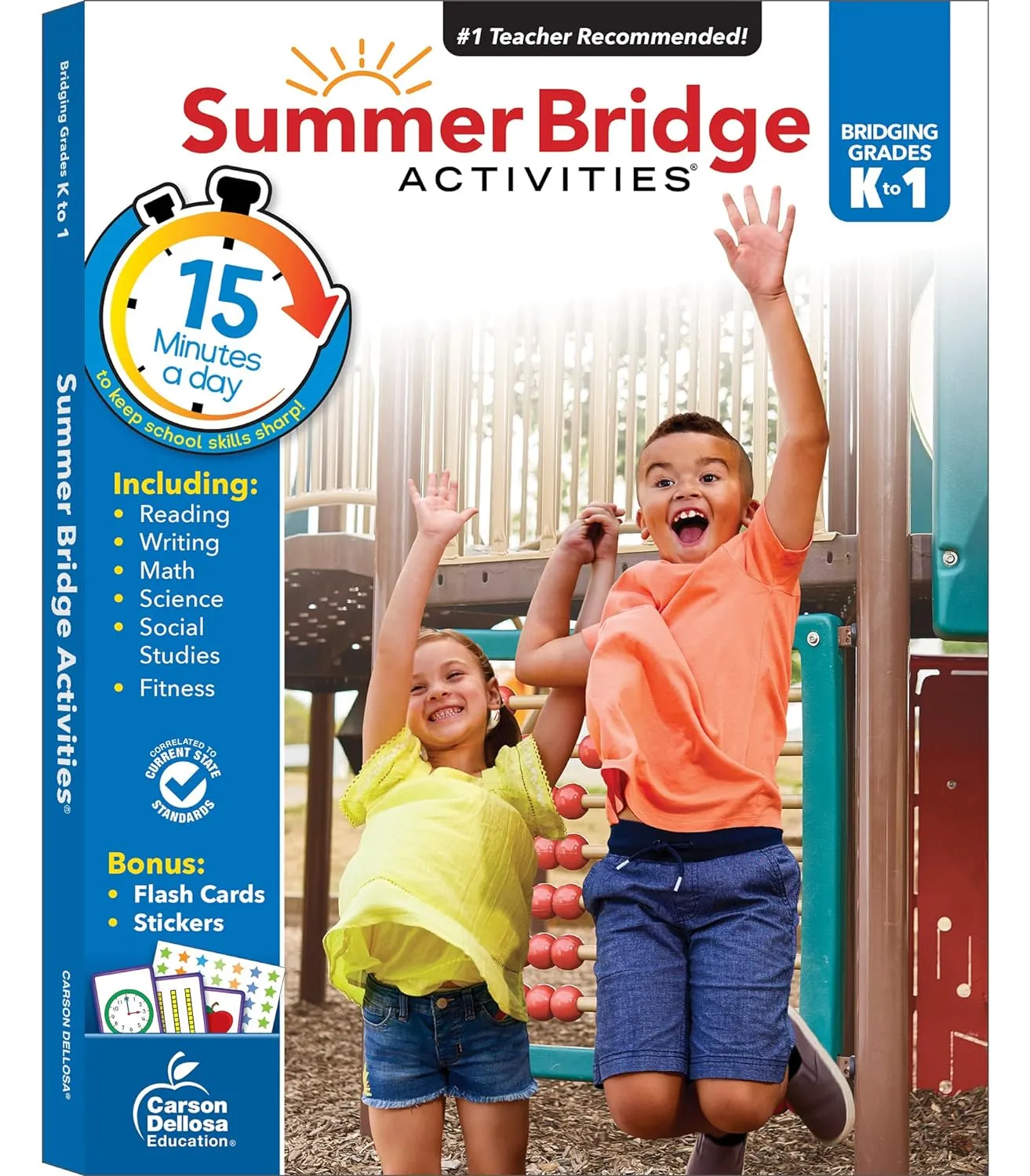 Summer Bridge Activities Kindergarten to 1st Grade Workbooks, K-1 Activity Book With Math, Reading Comprehension, Science, Fitness, Social Studies, Writing Practice, and Flash Cards Paperback  January 25, 2015