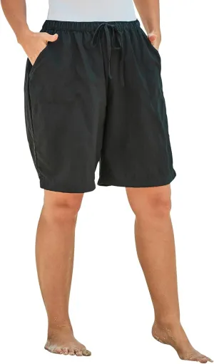 Swim 365 Women's Plus Size Taslon Cover Up Board Shorts with Built-in Brief