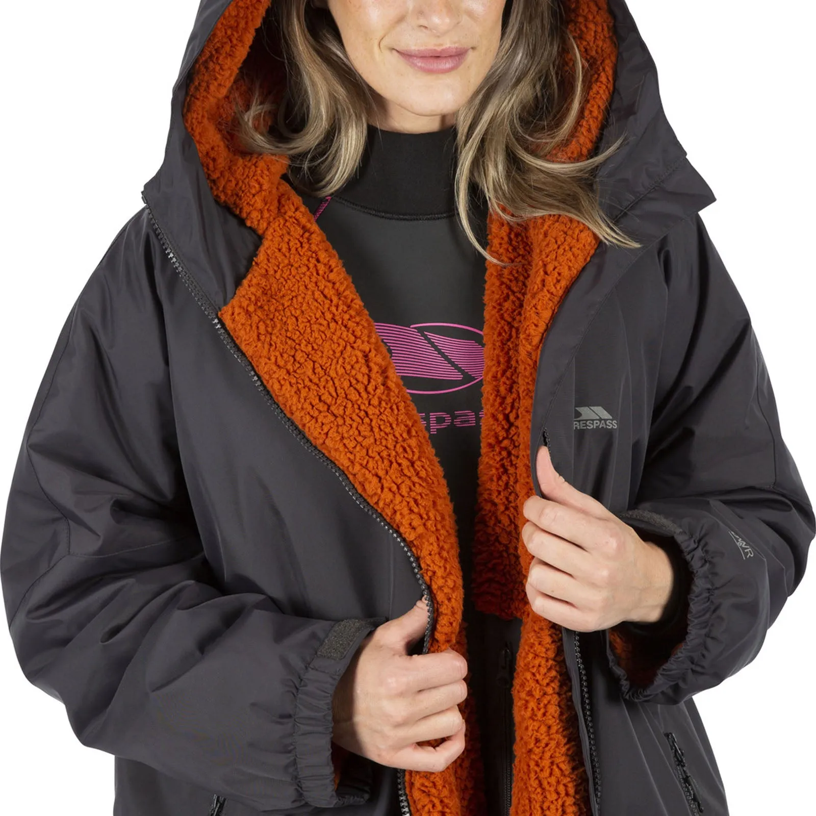 Trespass Adults Oversized Hooded Changing Robe Dry Coat - Dark Grey