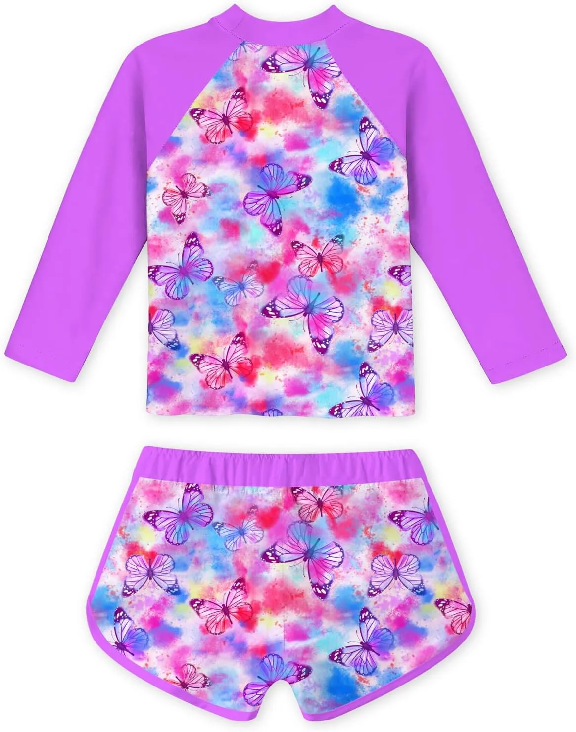 TUONROAD Girls 2 Pieces Rash Guard Swimsuit Long Sleeve Tankini for 4-10 Years