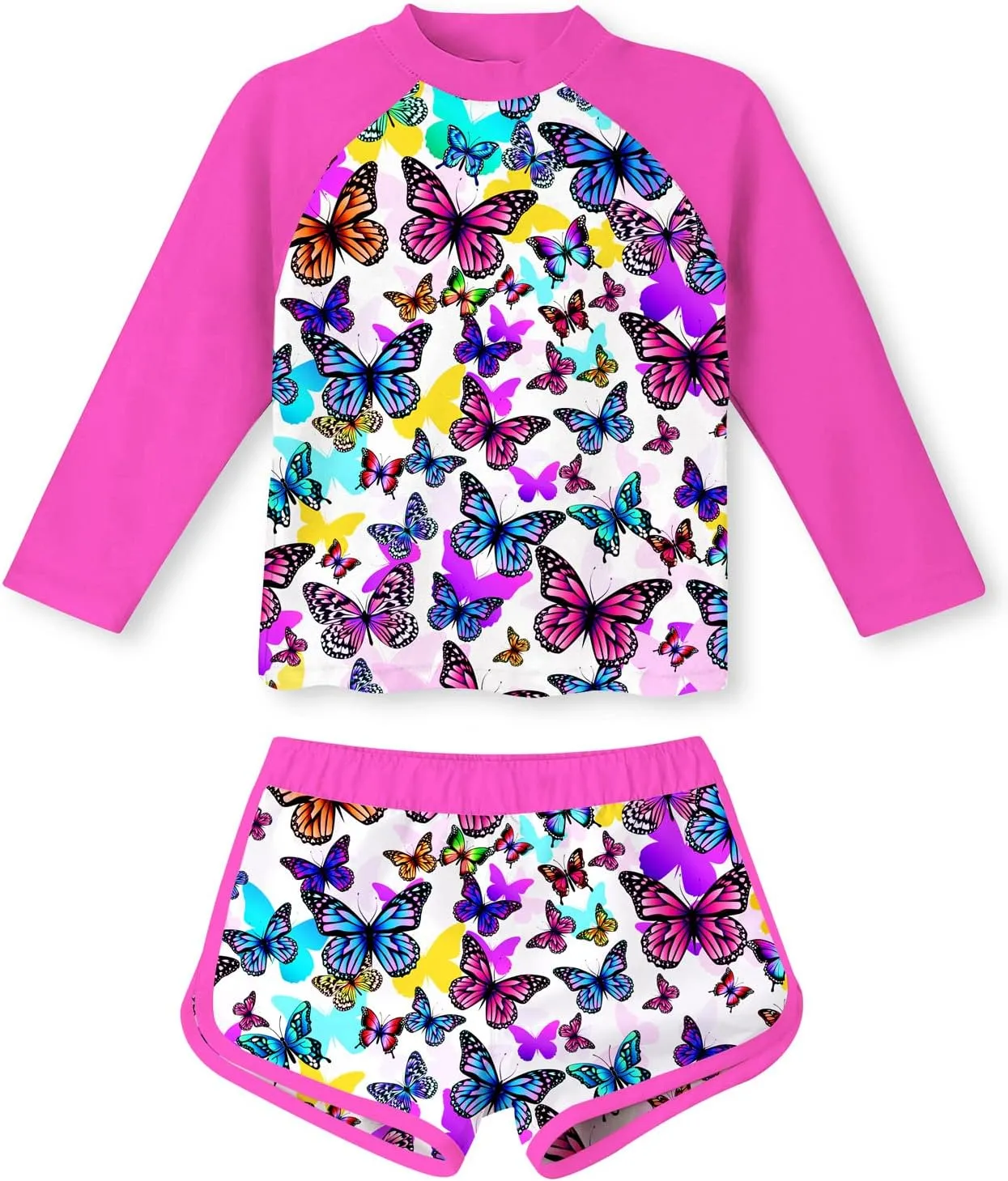 TUONROAD Girls 2 Pieces Rash Guard Swimsuit Long Sleeve Tankini for 4-10 Years