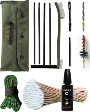 Universal Rifle Cleaning Kit, CLP,Brushes,Snakes,Tools for 5.56mm, 20-25 Caliber Rifles/Shotguns, Include 100 6-inch Gun Cleaning Swabs