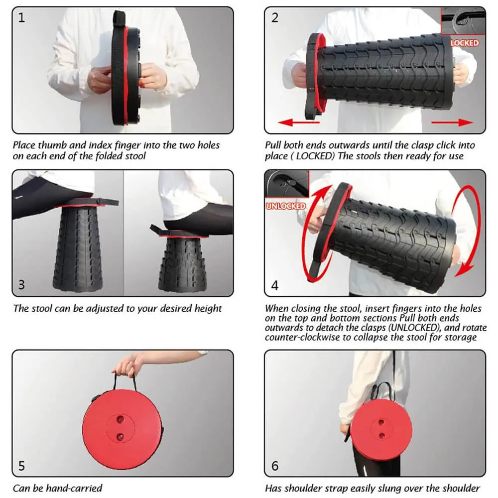 Upgraded Retractable Folding Stool