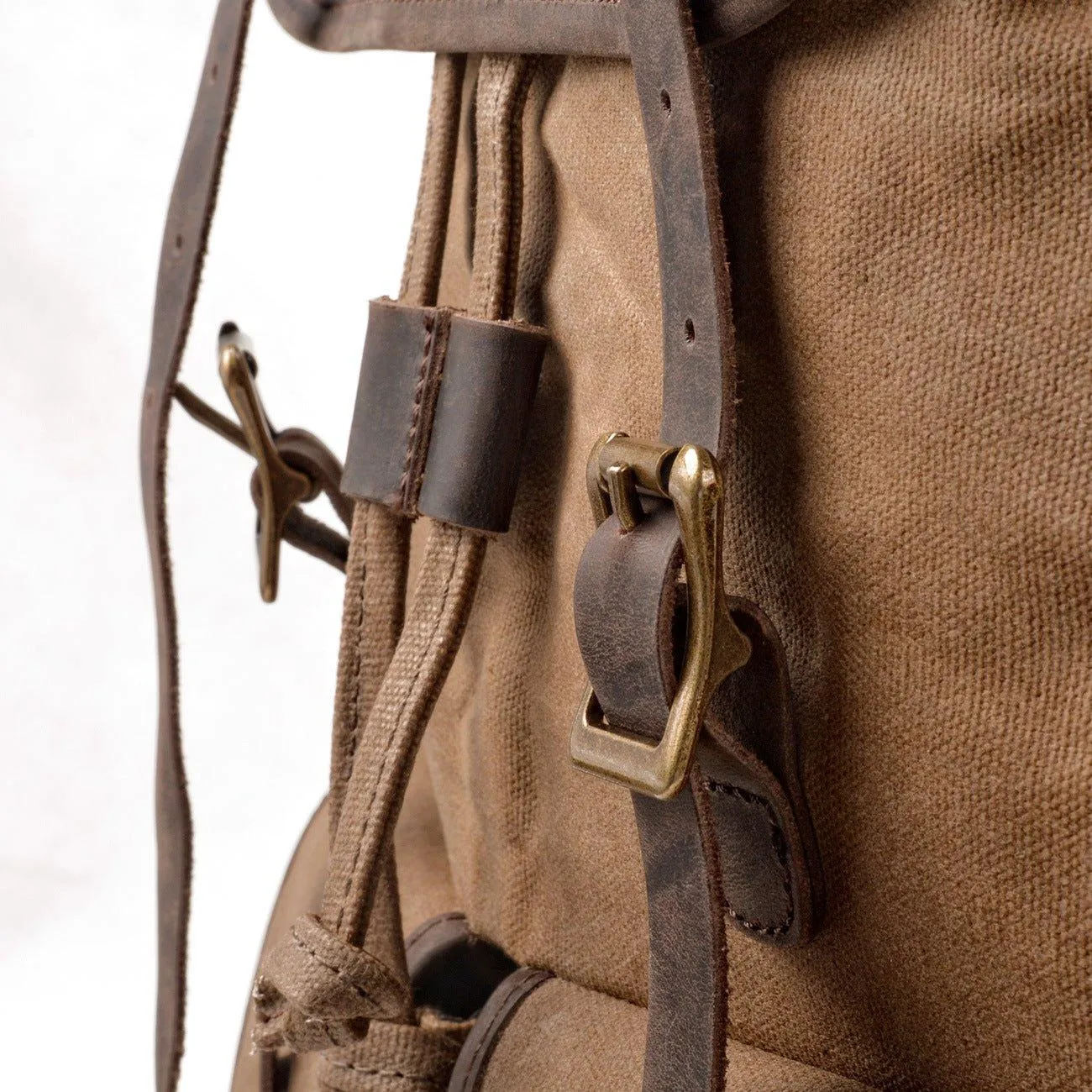 Vintage Waxed Canvas Backpack with Front Pockets