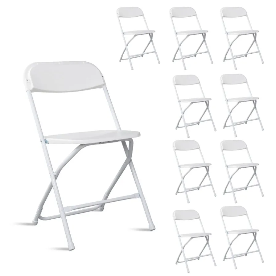 ZUN 10pcs Injection Molding Classic Garden Plastic Folding Chair White 45469447