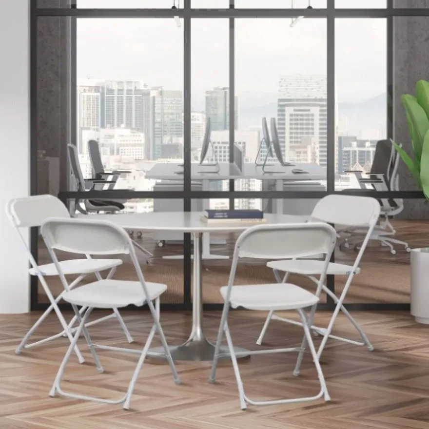 ZUN 10pcs Injection Molding Classic Garden Plastic Folding Chair White 45469447
