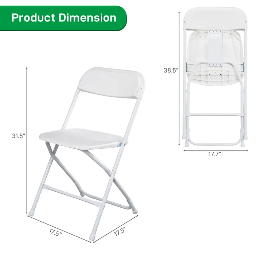 ZUN 10pcs Injection Molding Classic Garden Plastic Folding Chair White 45469447