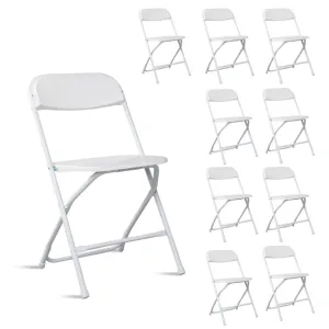 ZUN 10pcs Injection Molding Classic Garden Plastic Folding Chair White 45469447