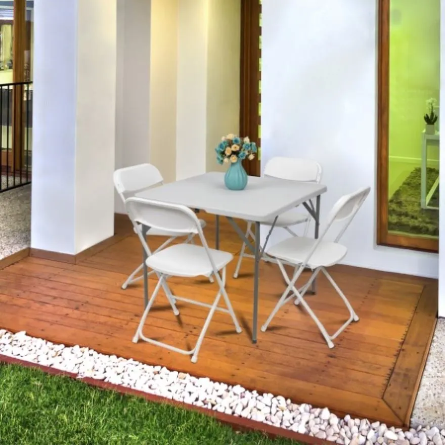 ZUN 10pcs Injection Molding Classic Garden Plastic Folding Chair White 72667082