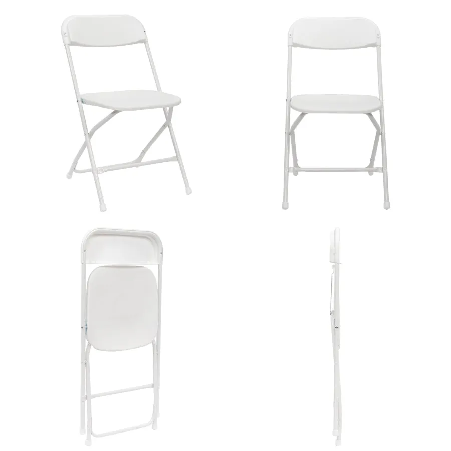 ZUN 10pcs Injection Molding Classic Garden Plastic Folding Chair White 72667082