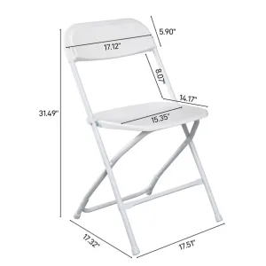 ZUN 10pcs Injection Molding Classic Garden Plastic Folding Chair White 72667082