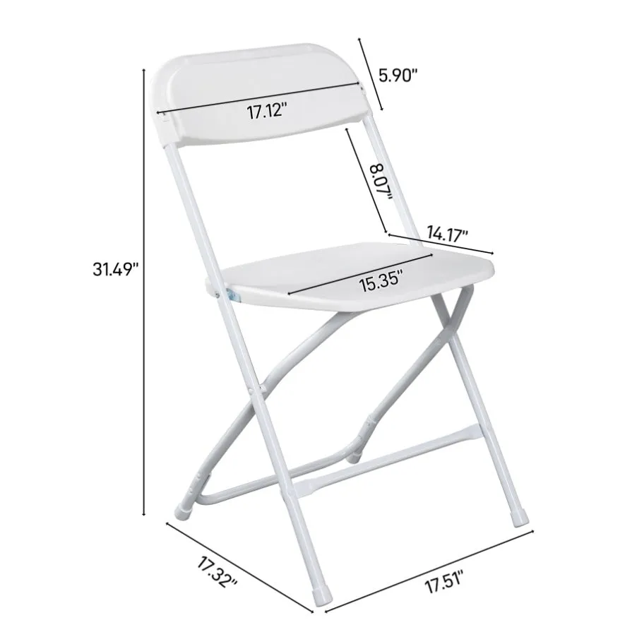 ZUN 10pcs Injection Molding Classic Garden Plastic Folding Chair White 72667082