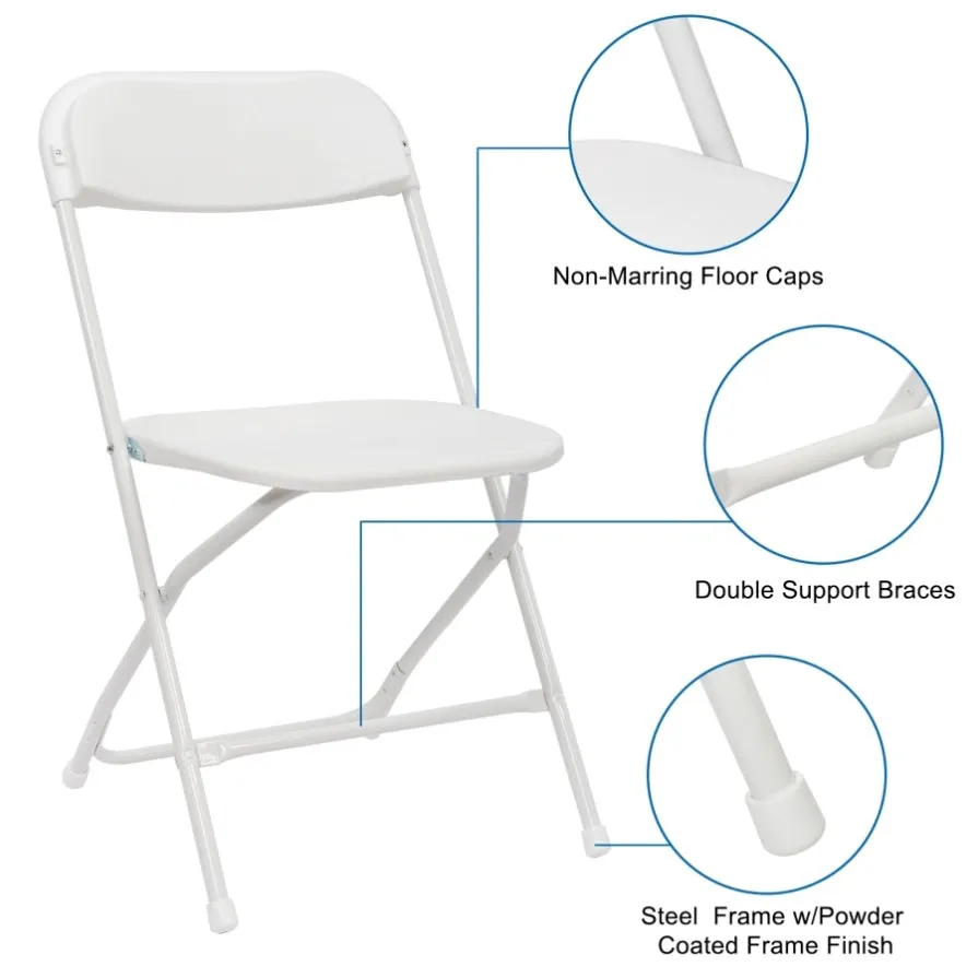 ZUN 10pcs Injection Molding Classic Garden Plastic Folding Chair White 72667082