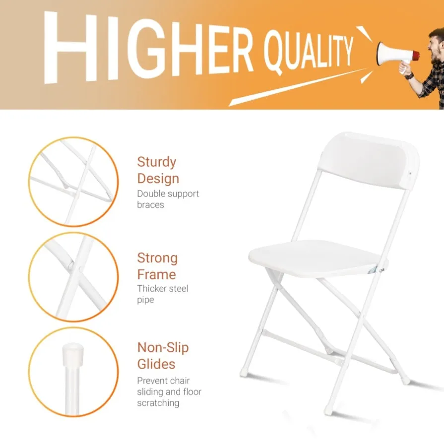 ZUN 10pcs Injection Molding Classic Garden Plastic Folding Chair White 72667082