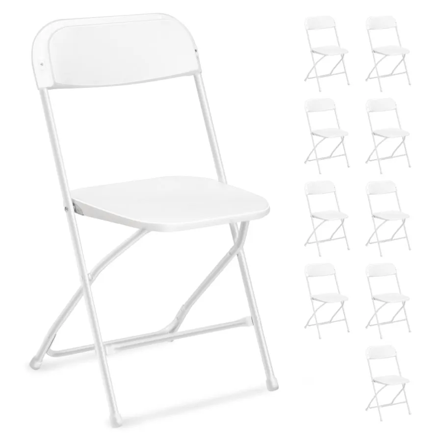 ZUN 10pcs Injection Molding Classic Garden Plastic Folding Chair White 72667082